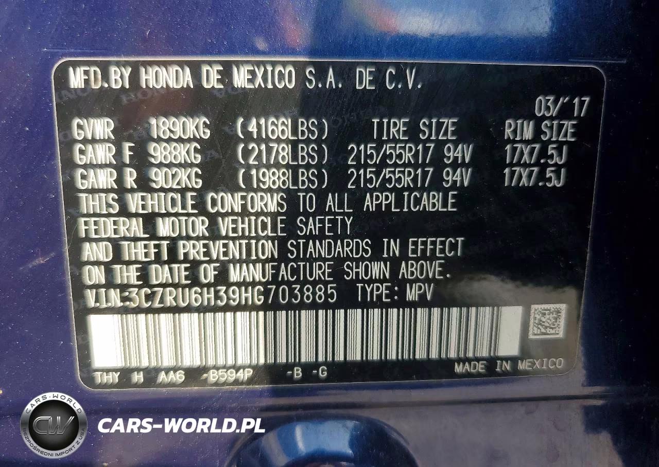 2017 Honda Hr-V Lx VIN:3CZRU6H39HG703885 - 13