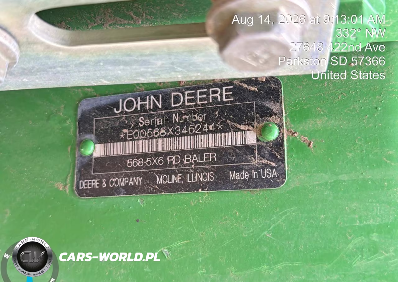2015 John Deere 568 Round Baler VIN:E00568X345244 - 10
