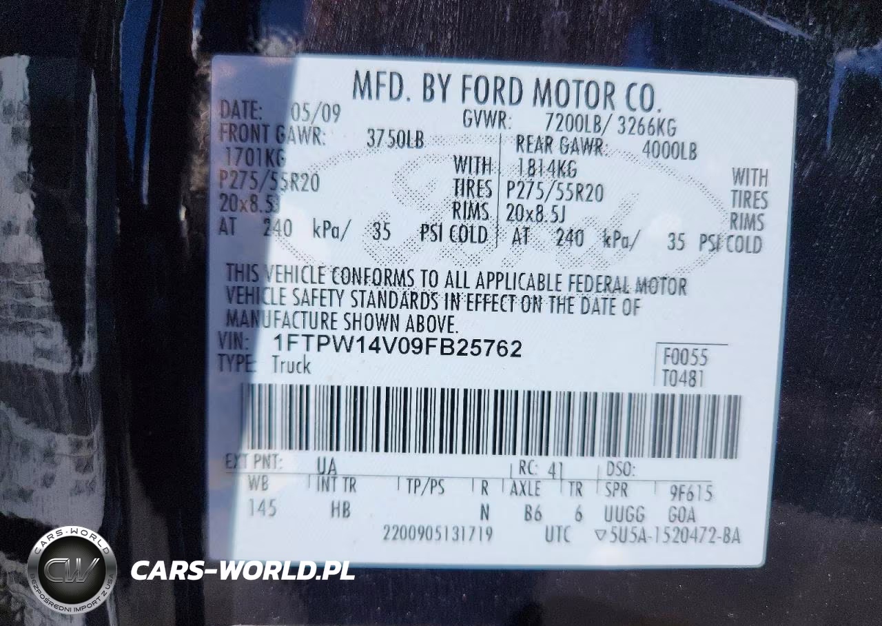 2009 Ford F150 Supercrew VIN:1FTPW14V09FB25762 - 13