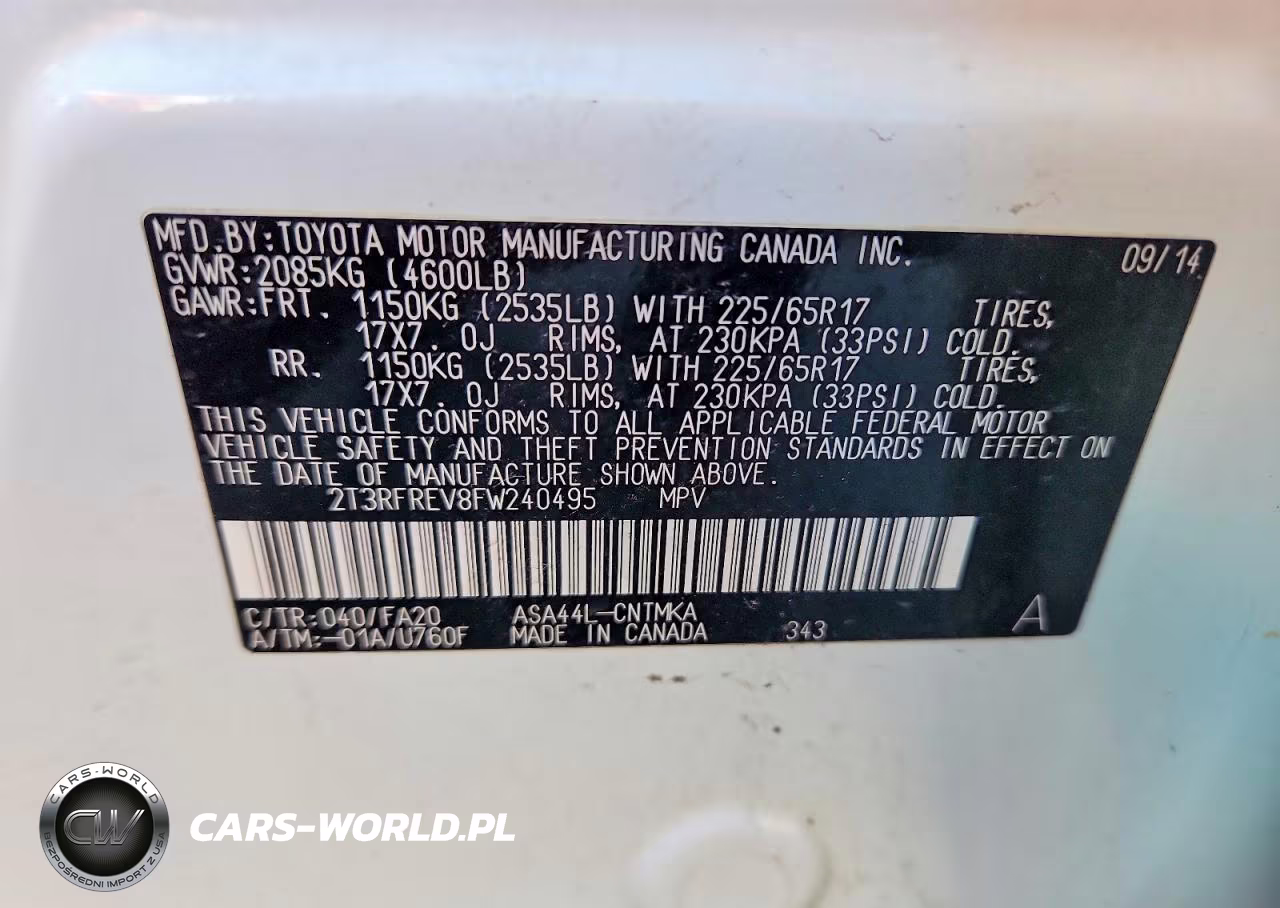 2015 Toyota Rav4 Xle VIN:2T3RFREV8FW240495 - 13
