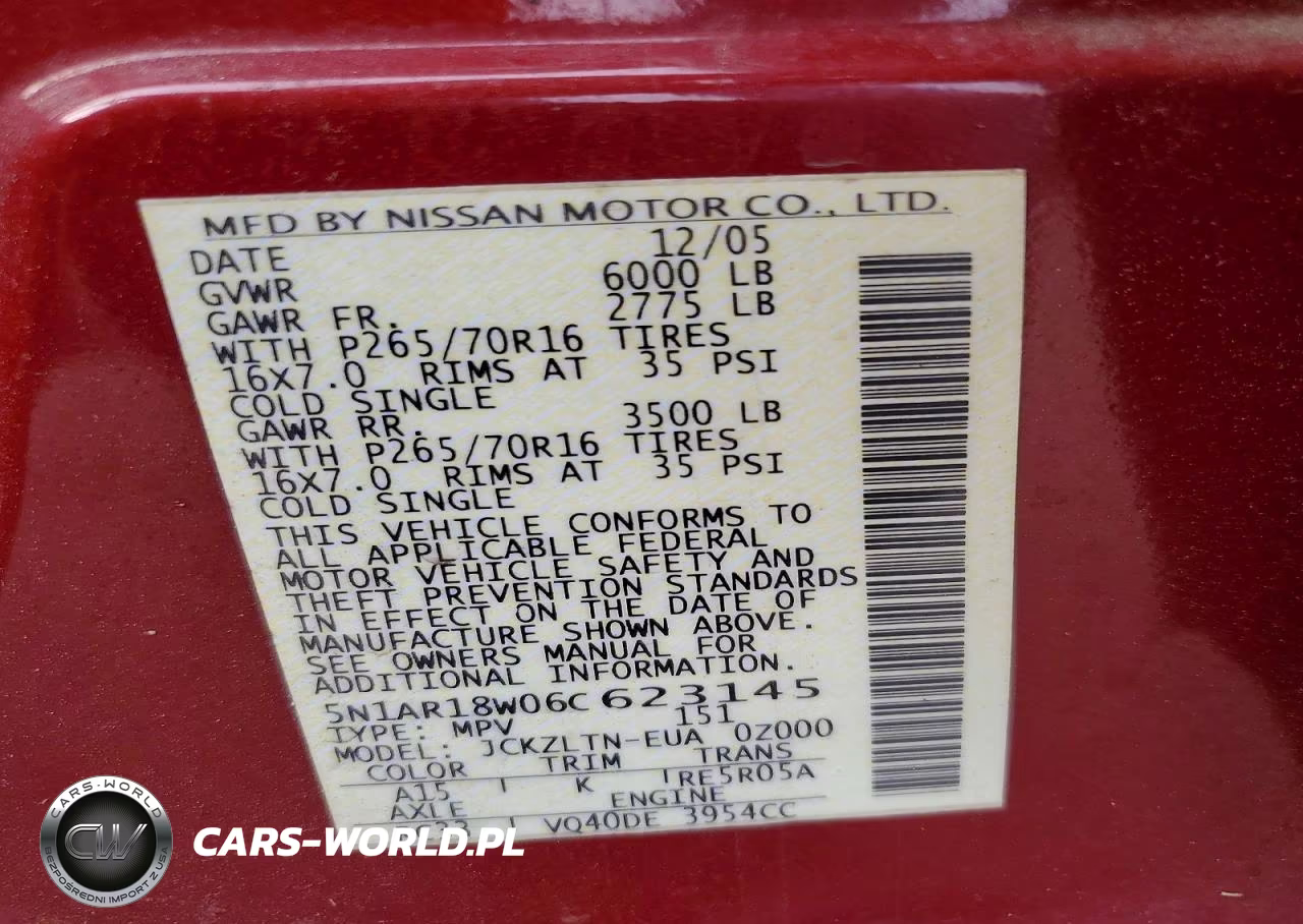 2006 Nissan Pathfinder S VIN:5N1AR18W06C623145 - 13