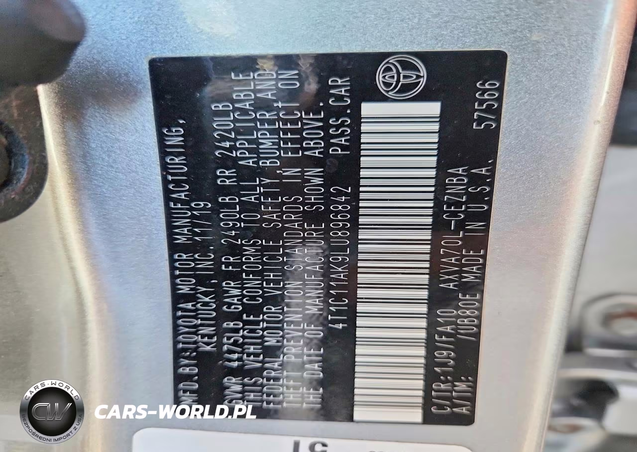 2020 Toyota Camry Le VIN:4T1C11AK9LU896842 - 12