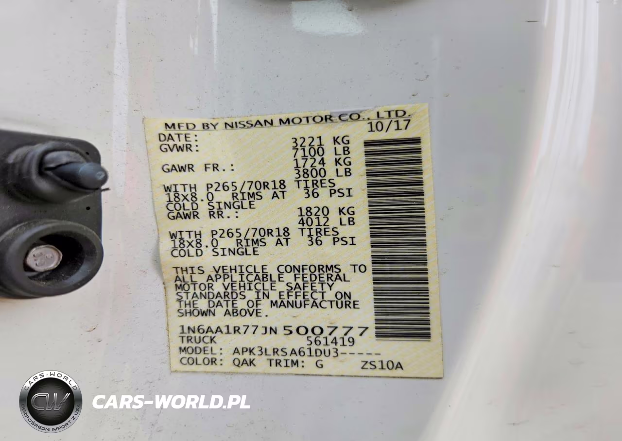 2018 Nissan Titan S VIN:1N6AA1R77JN500777 - 12