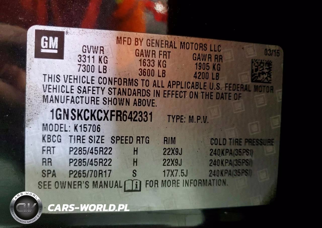 2015 Chevrolet Tahoe K1500 Ltz VIN:1GNSKCKCXFR642331 - 13
