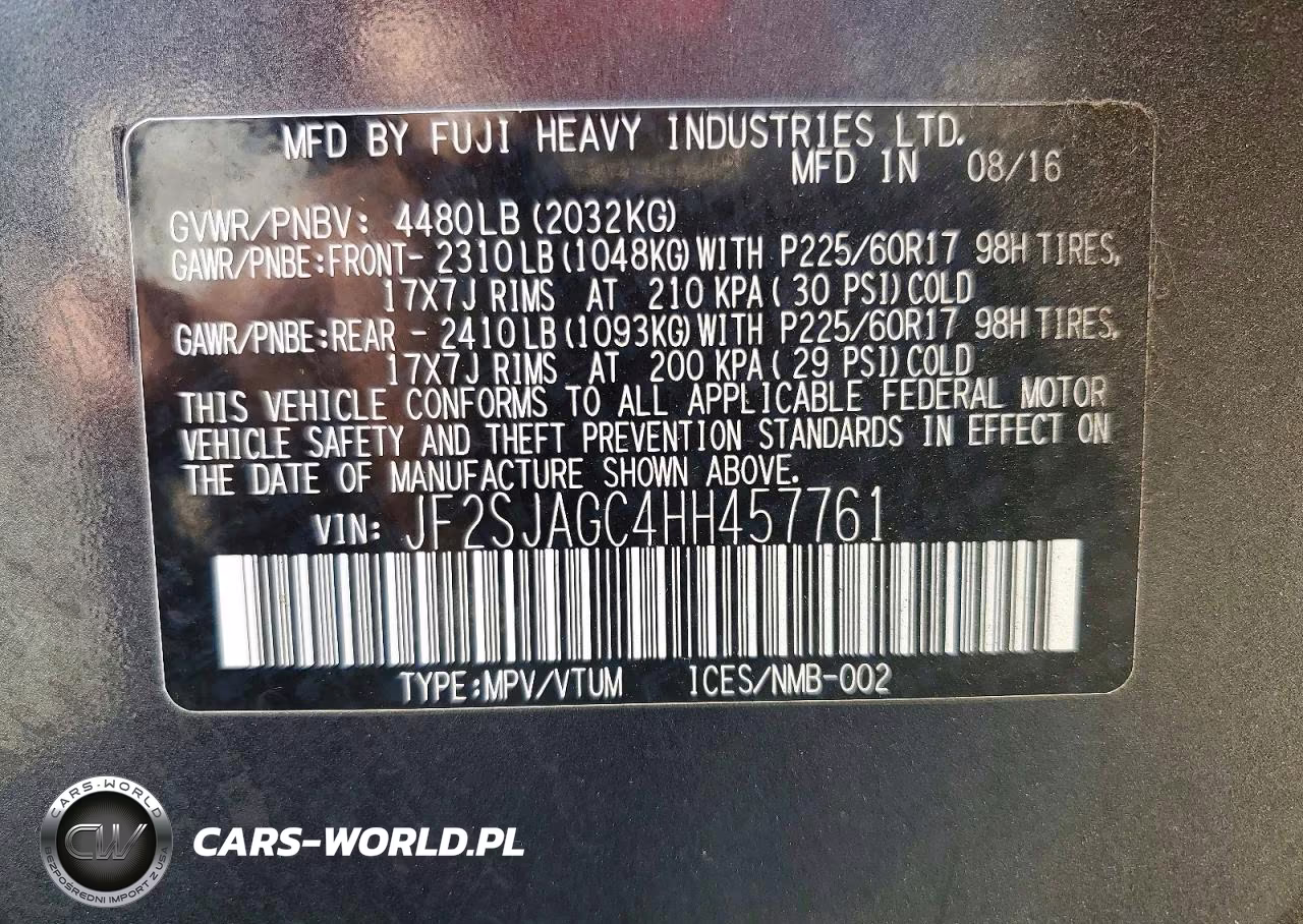 2017 Subaru Forester 2.5I Premium VIN:JF2SJAGC4HH457761 - 13