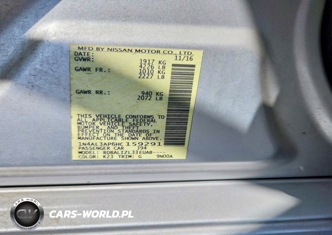 2017 Nissan Altima 2.5 Sv VIN:1N4AL3AP6HC159291 - 13