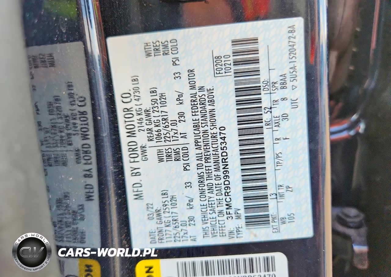 2022 Ford Bronco Sport Badlands VIN:3FMCR9D99NRD53470 - 13
