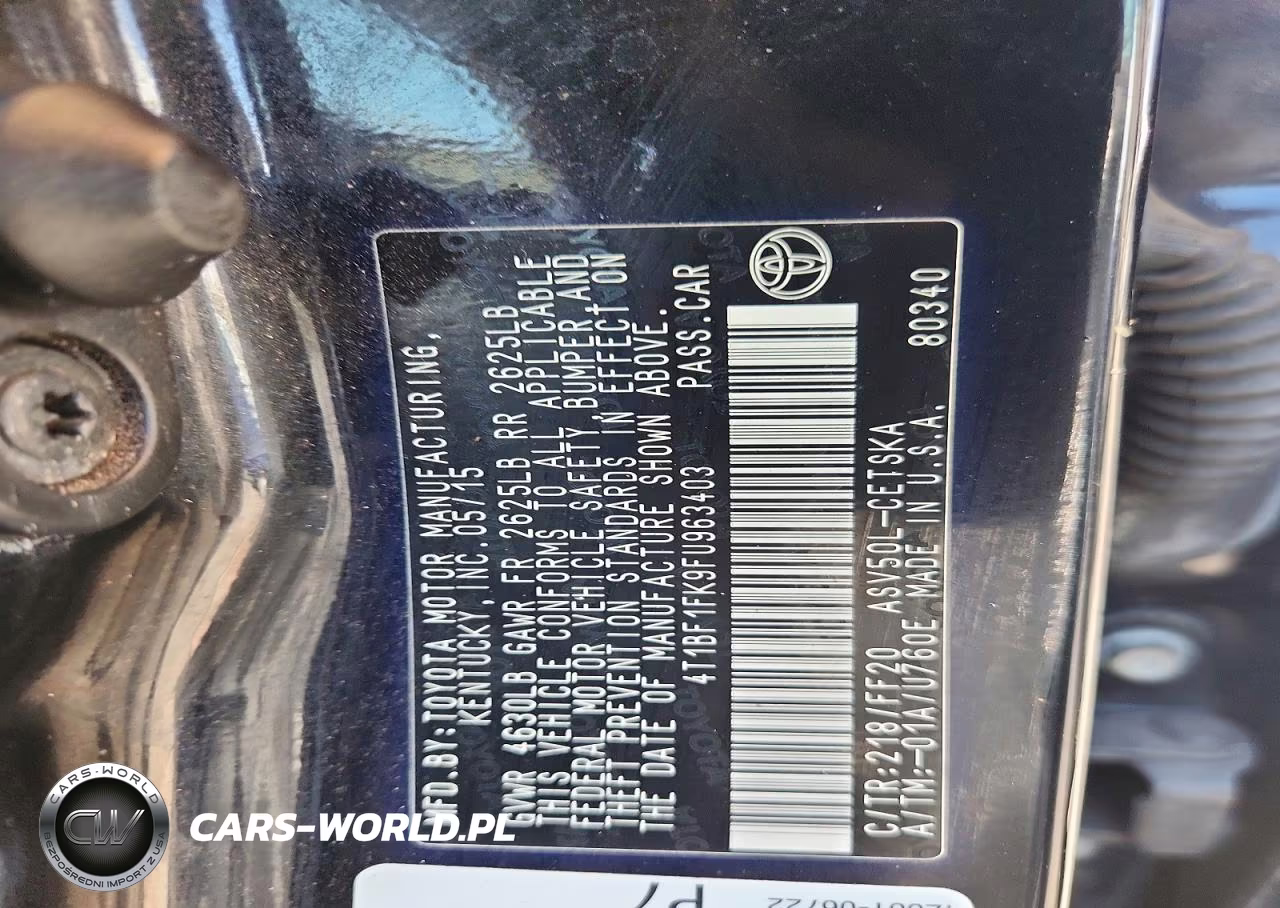 2015 Toyota Camry Se VIN:4T1BF1FK9FU963403 - 12
