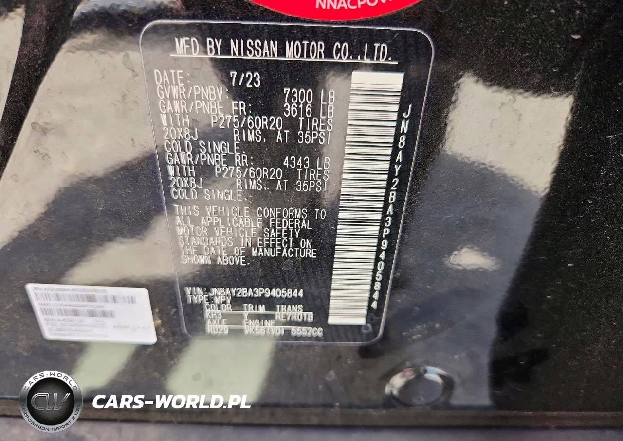 2023 Nissan Armada Sl VIN:JN8AY2BA3P9405844 - 13