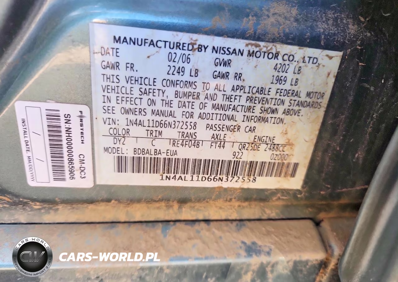 2006 Nissan Altima 2.5 VIN:1N4AL11D66N372558 - 12