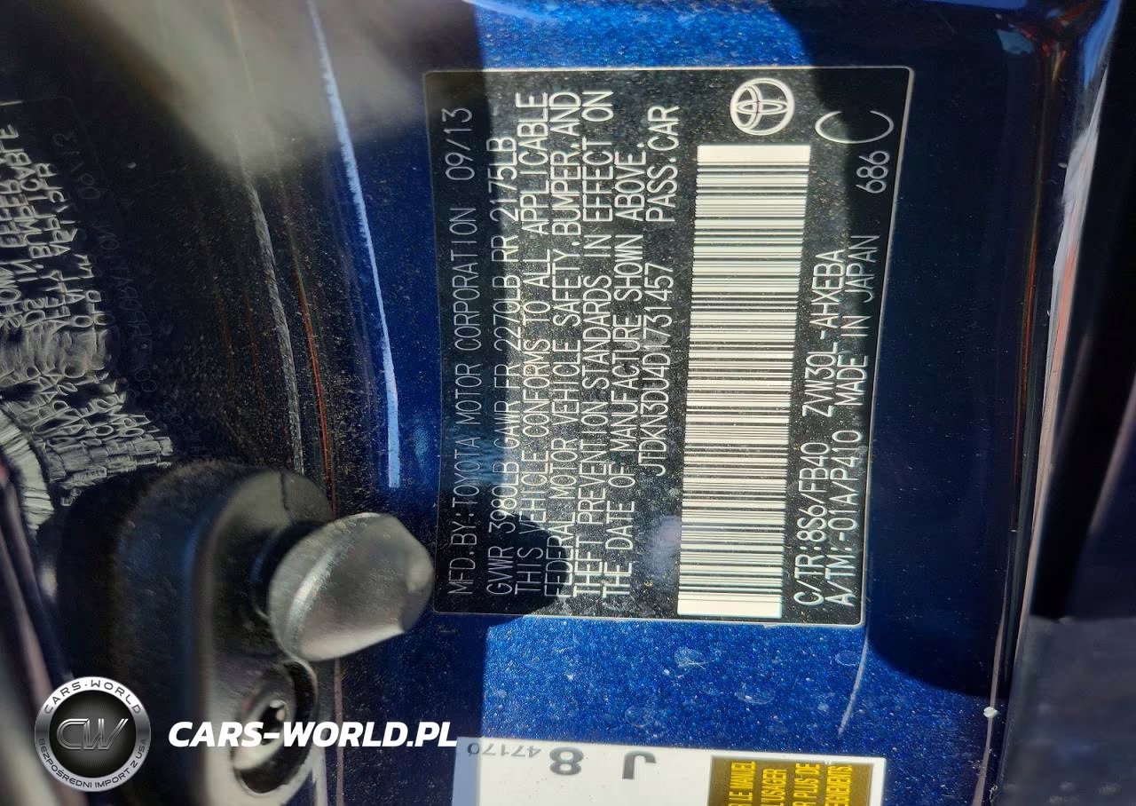 2013 Toyota Prius Two VIN:JTDKN3DU4D1731457 - 12