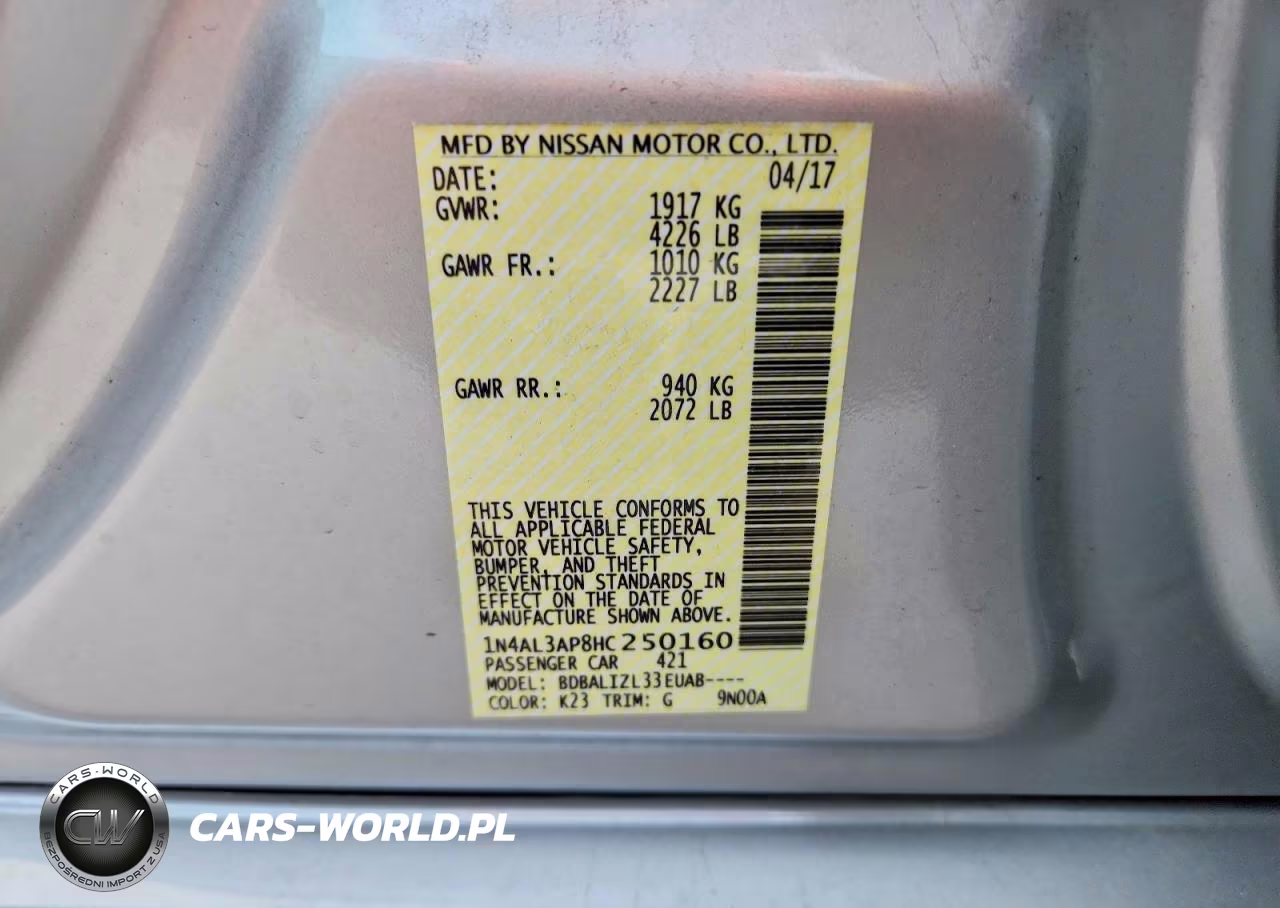 2017 Nissan Altima 2.5 VIN:1N4AL3AP8HC250160 - 12