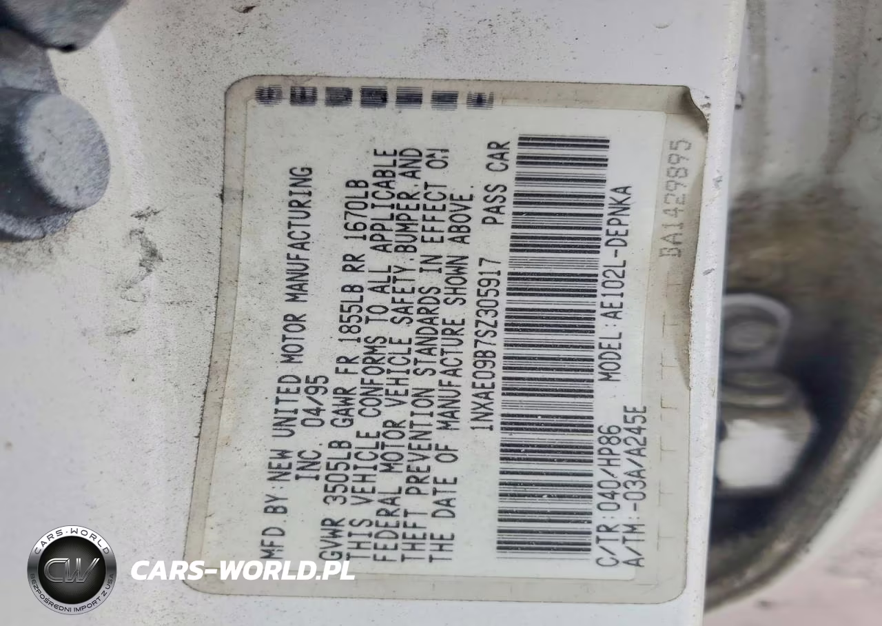 1995 Toyota Corolla Dx VIN:1NXAE09B7SZ305917 - 12