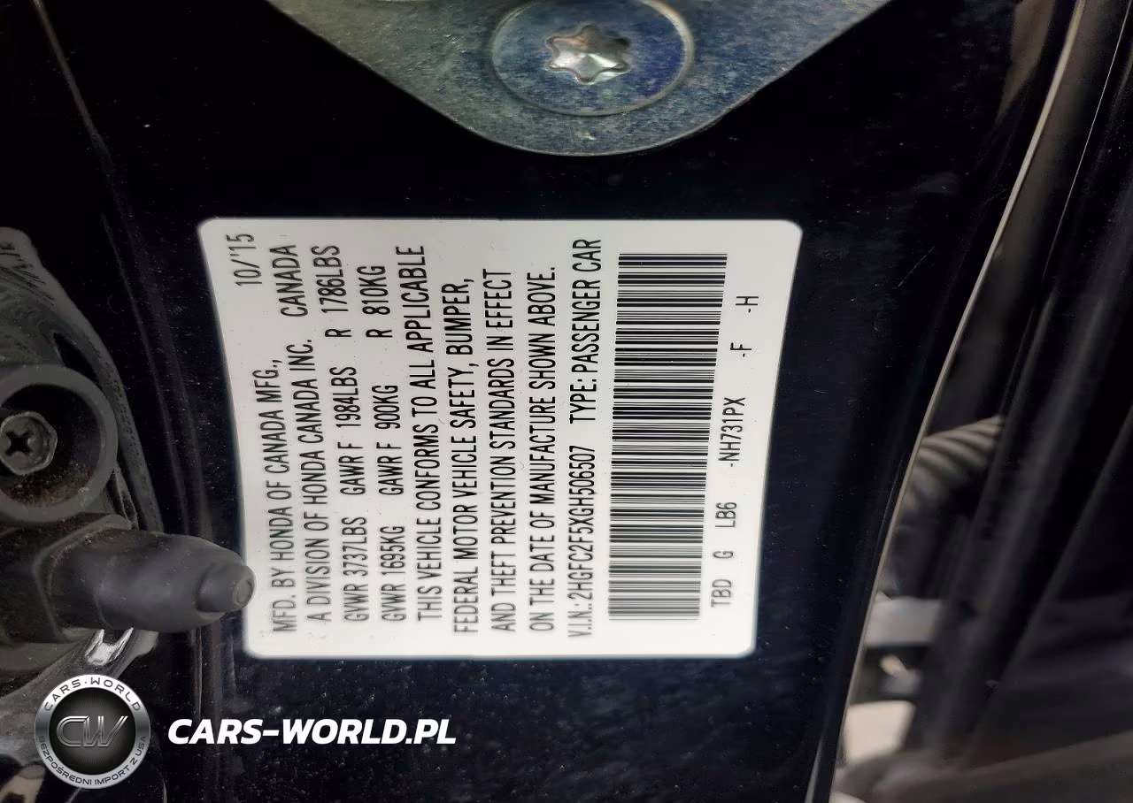 2016 Honda Civic Lx VIN:2HGFC2F5XGH506507 - 12