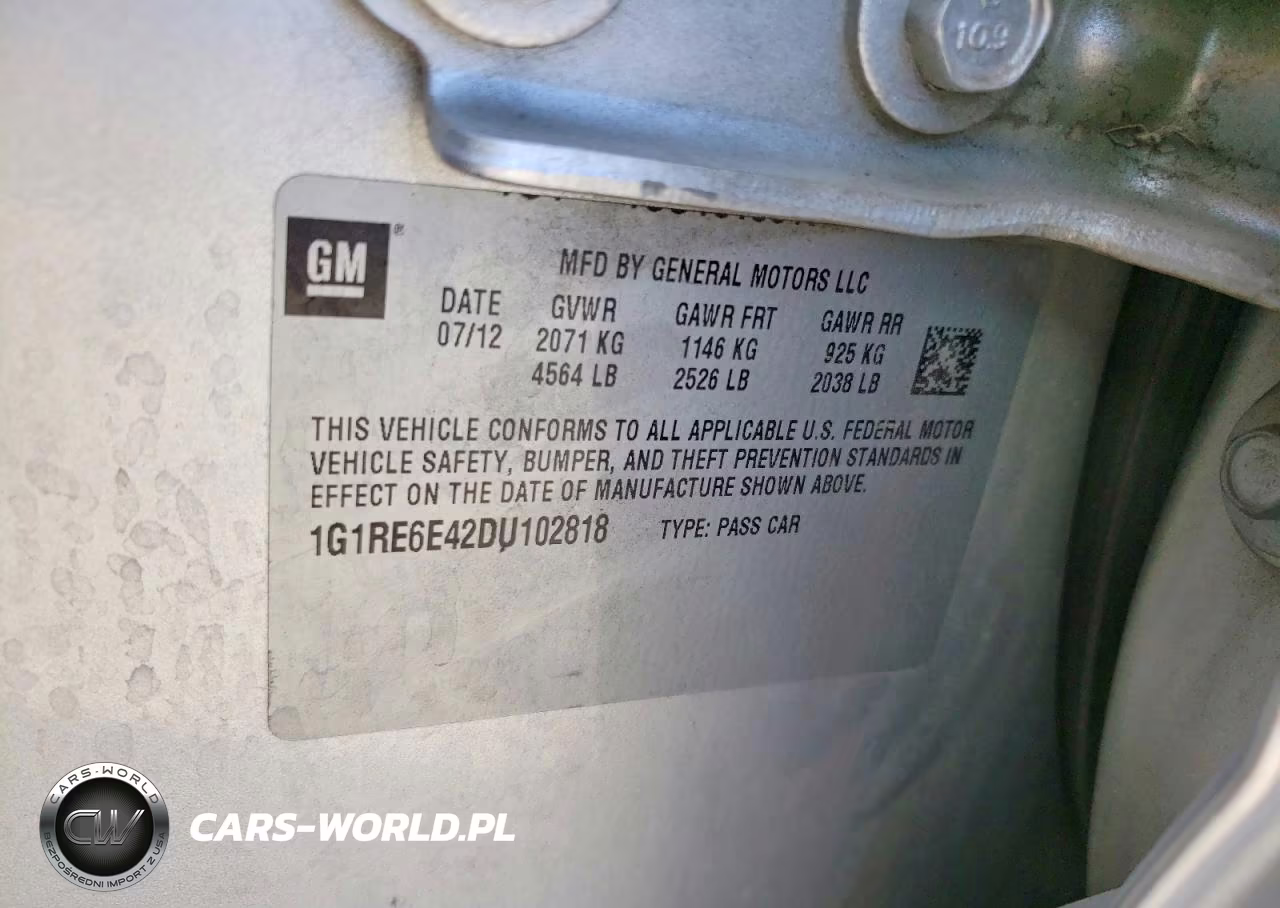 2013 Chevrolet Volt VIN:1G1RE6E42DU102818 - 13