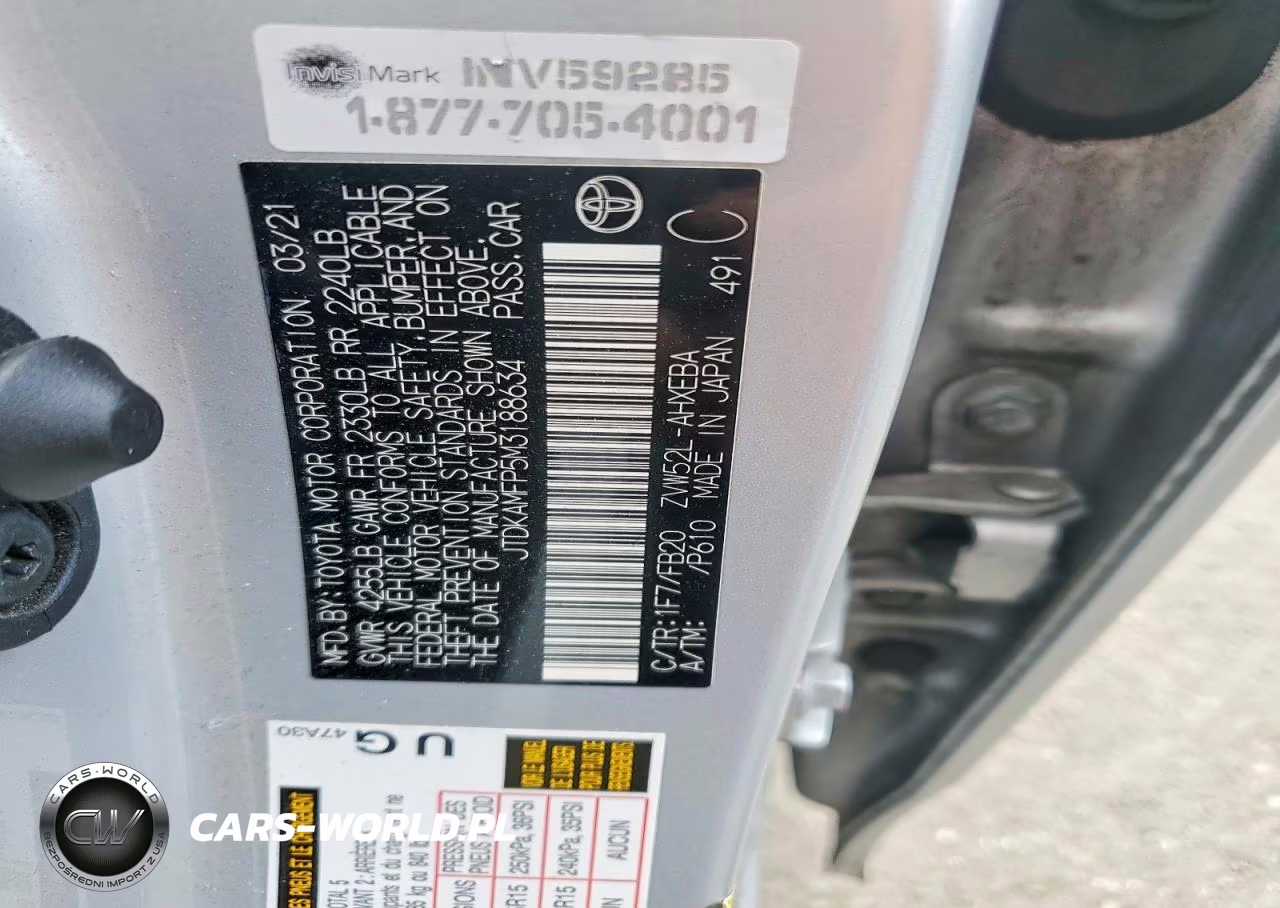 2021 Toyota Prius Prime Le VIN:JTDKAMFP5M3188634 - 13