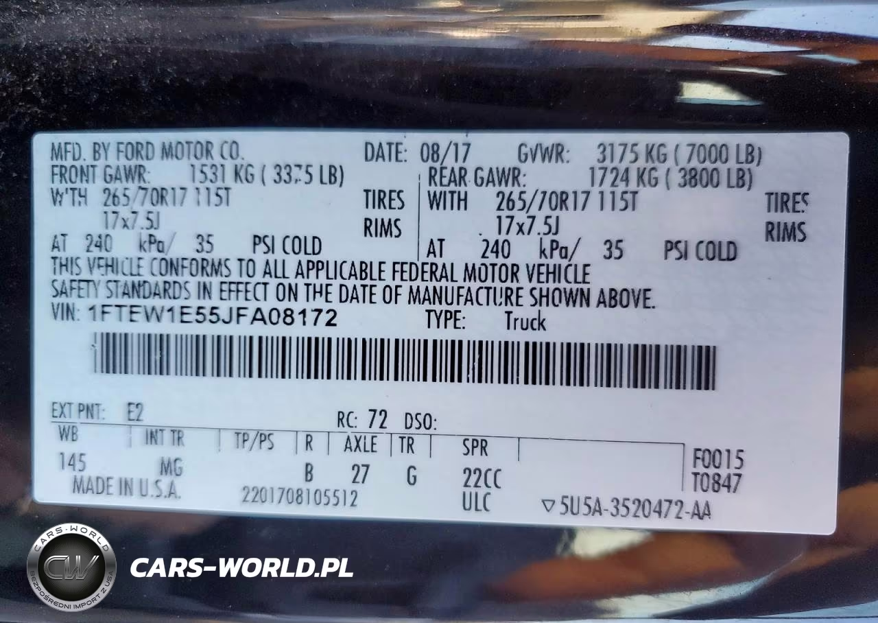 2018 Ford F150 Supercrew VIN:1FTEW1E55JFA08172 - 12