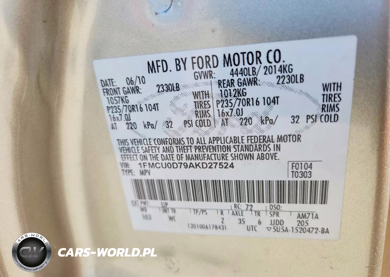 2010 Ford Escape Xlt VIN:1FMCU0D79AKD27524 - 13