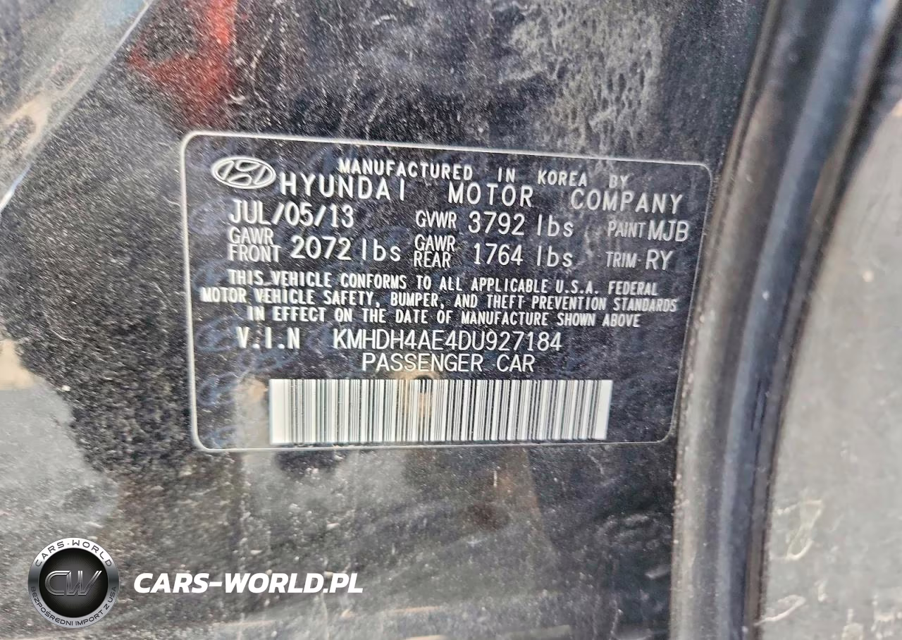2013 Hyundai Elantra Gls VIN:KMHDH4AE4DU927184 - 12