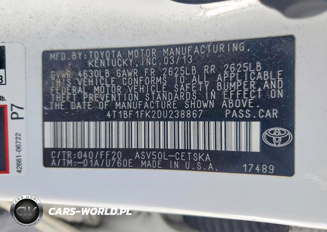 2013 Toyota Camry Se VIN:4T1BF1FK2DU238867 - 12