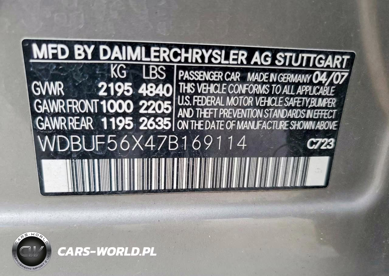 2007 Mercedes-Benz E 350 VIN:WDBUF56X47B169114 - 12