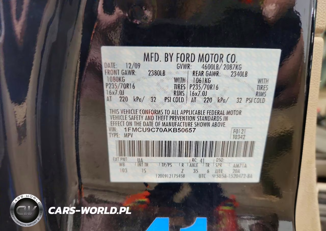 2010 Ford Escape Xls VIN:1FMCU9C70AKB50657 - 12