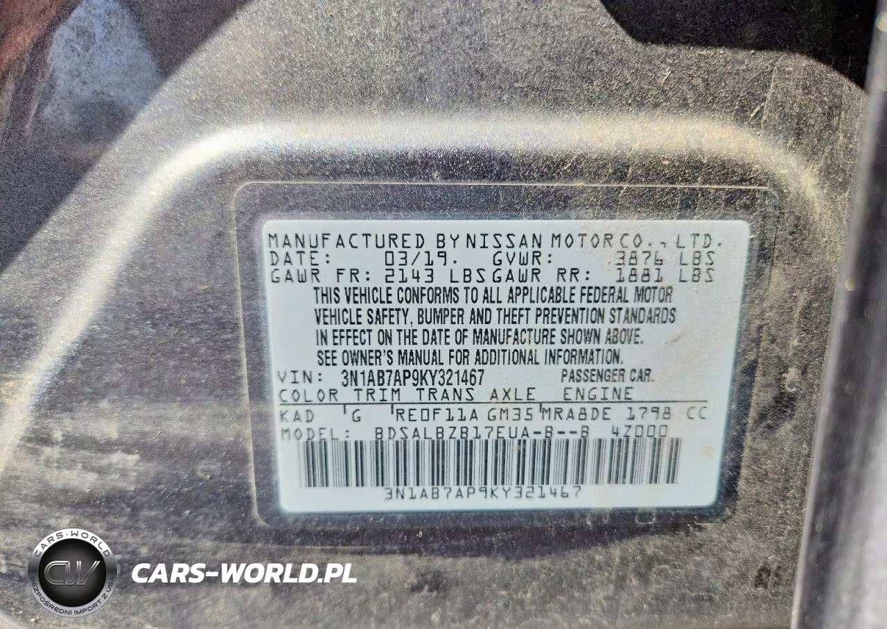 2019 Nissan Sentra S VIN:3N1AB7AP9KY321467 - 12