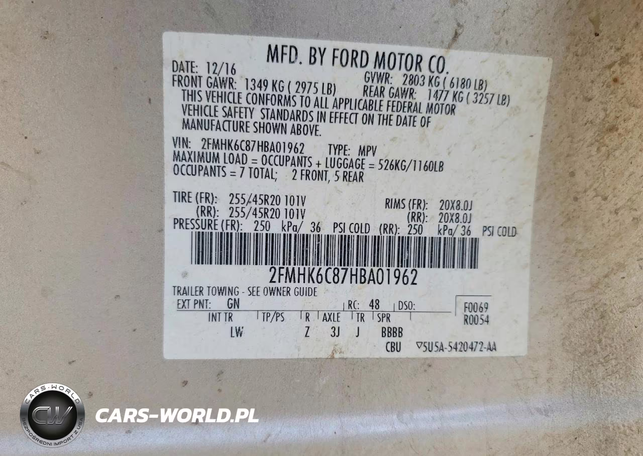 2017 Ford Flex Sel VIN:2FMHK6C87HBA01962 - 12