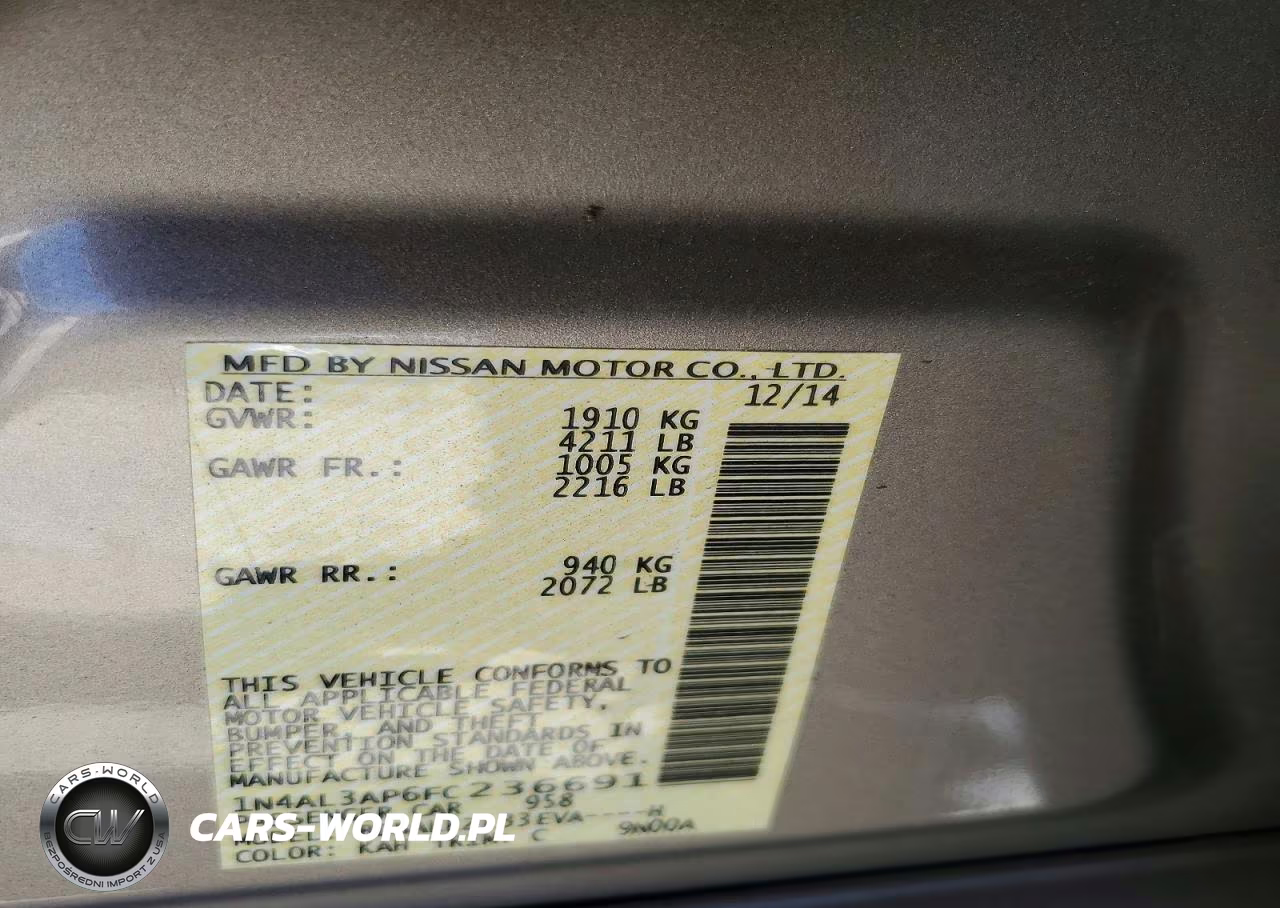 2015 Nissan Altima 2.5 S VIN:1N4AL3AP6FC236691 - 12