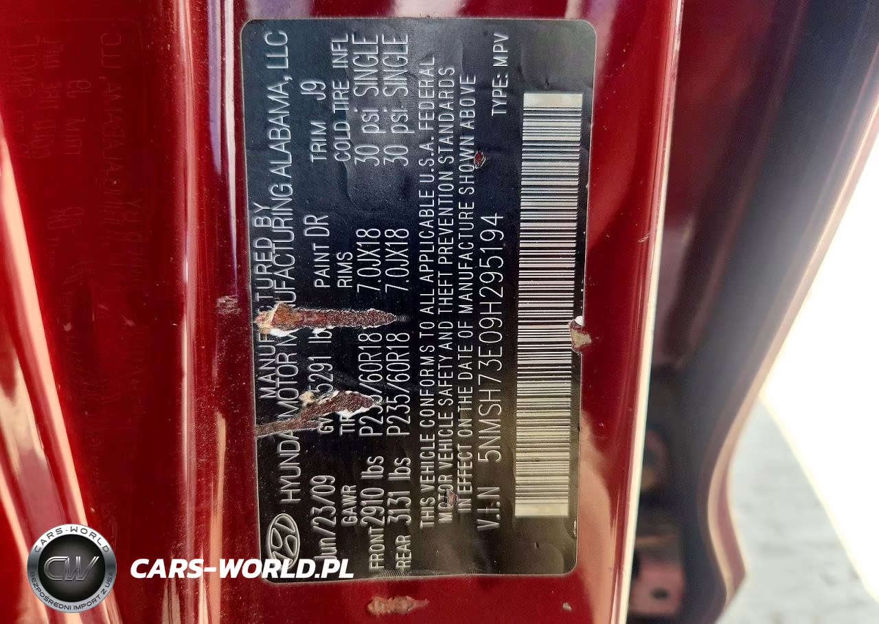 2009 Hyundai Santa Fe Se VIN:5NMSH73E09H295194 - 13