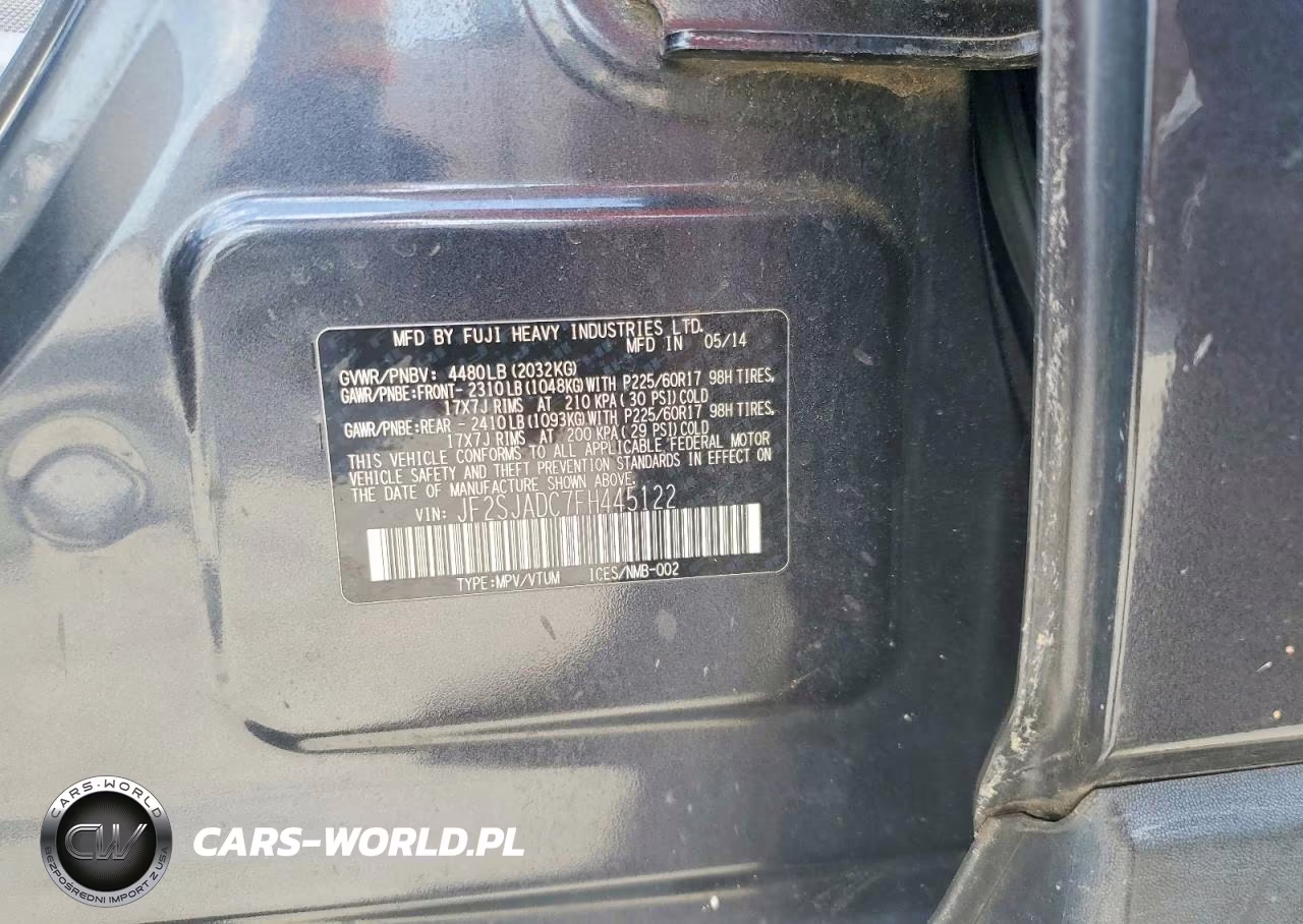 2015 Subaru Forester 2.5I Premium VIN:JF2SJADC7FH445122 - 12