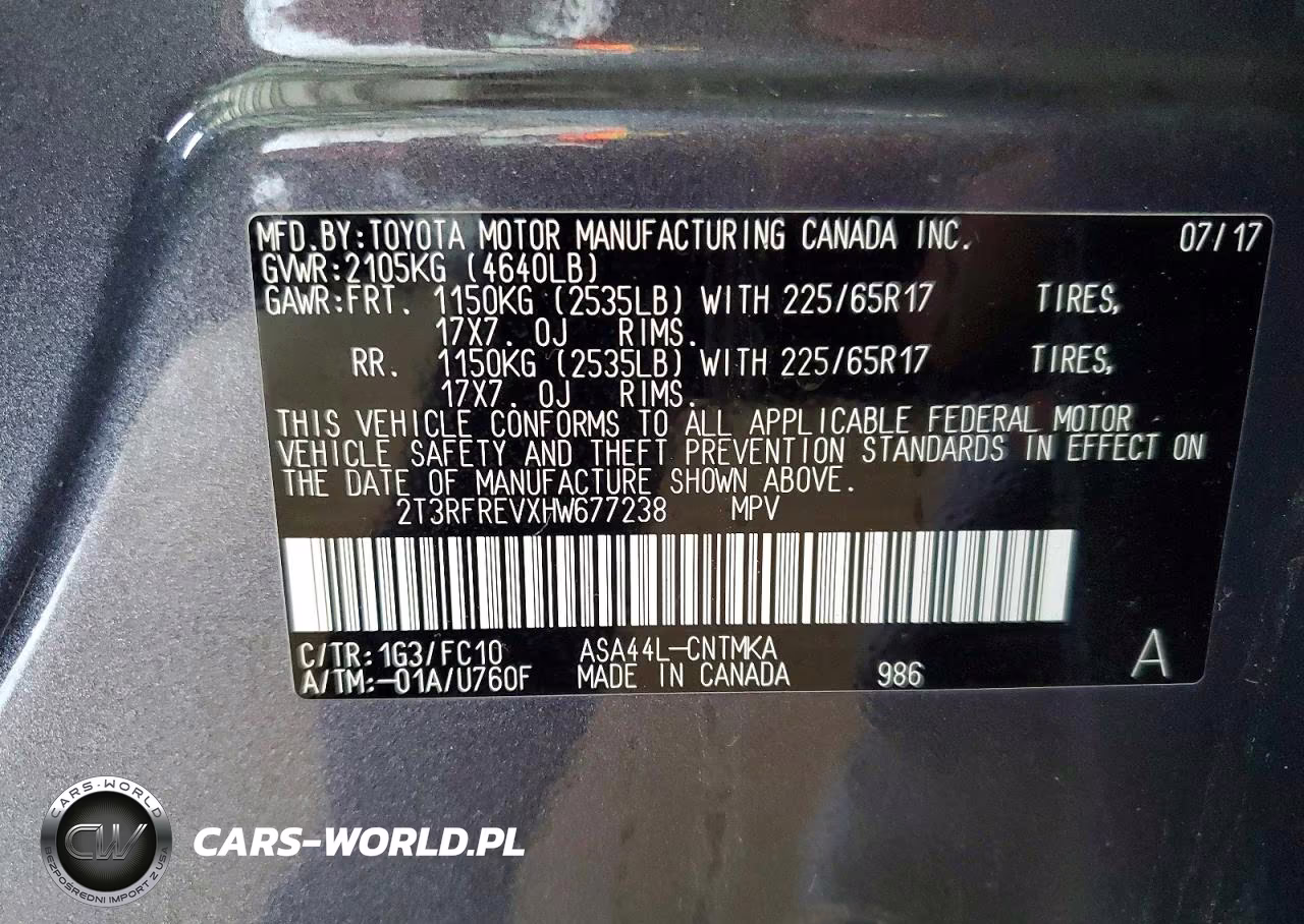 2017 Toyota Rav4 Xle VIN:2T3RFREVXHW677238 - 13