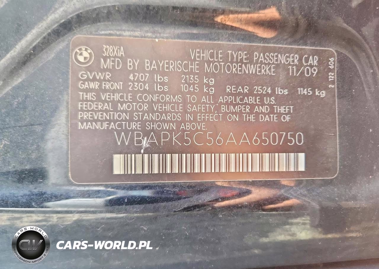 2010 BMW 328 Xi Sulev VIN:WBAPK5C56AA650750 - 12