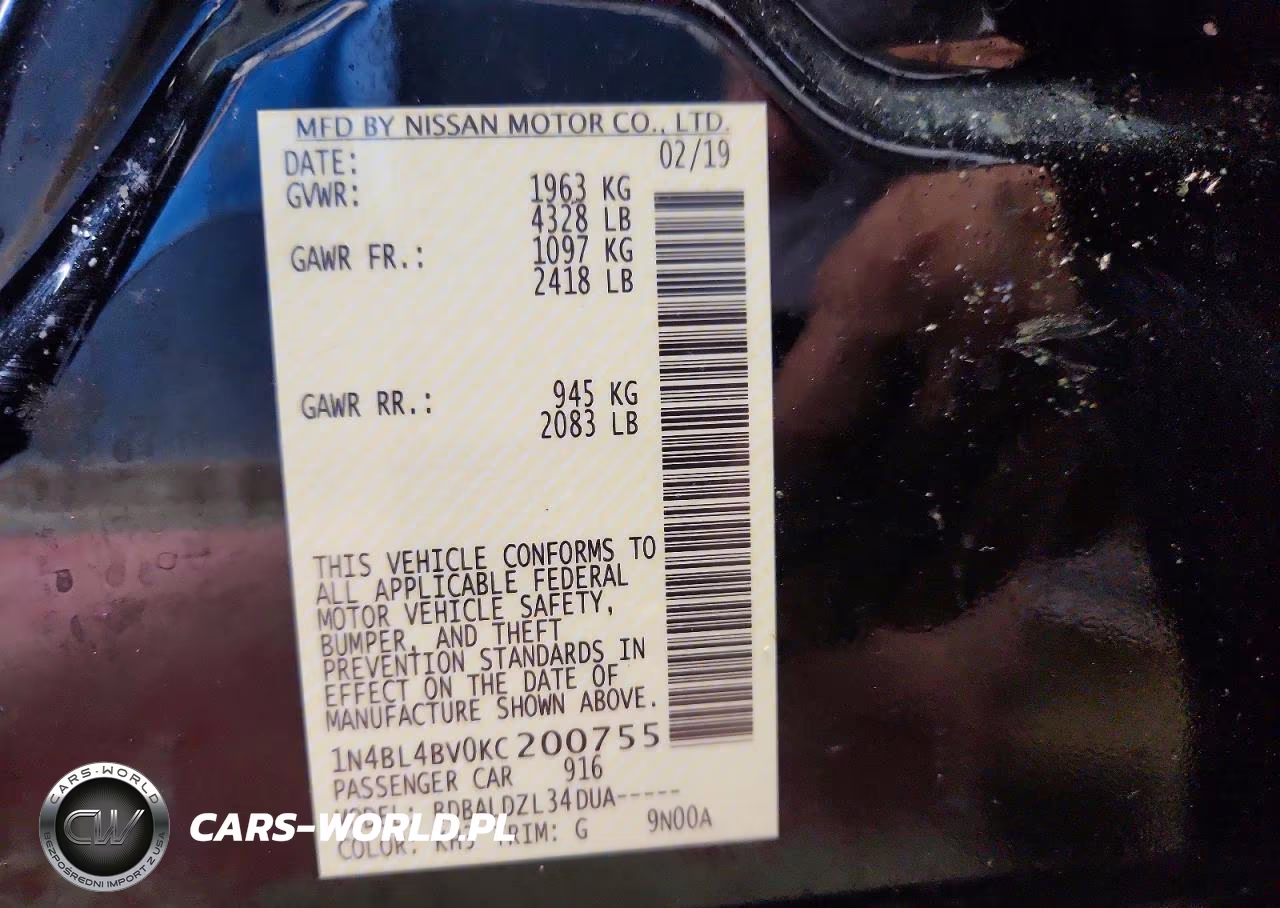 2019 Nissan Altima S VIN:1N4BL4BV0KC200755 - 12