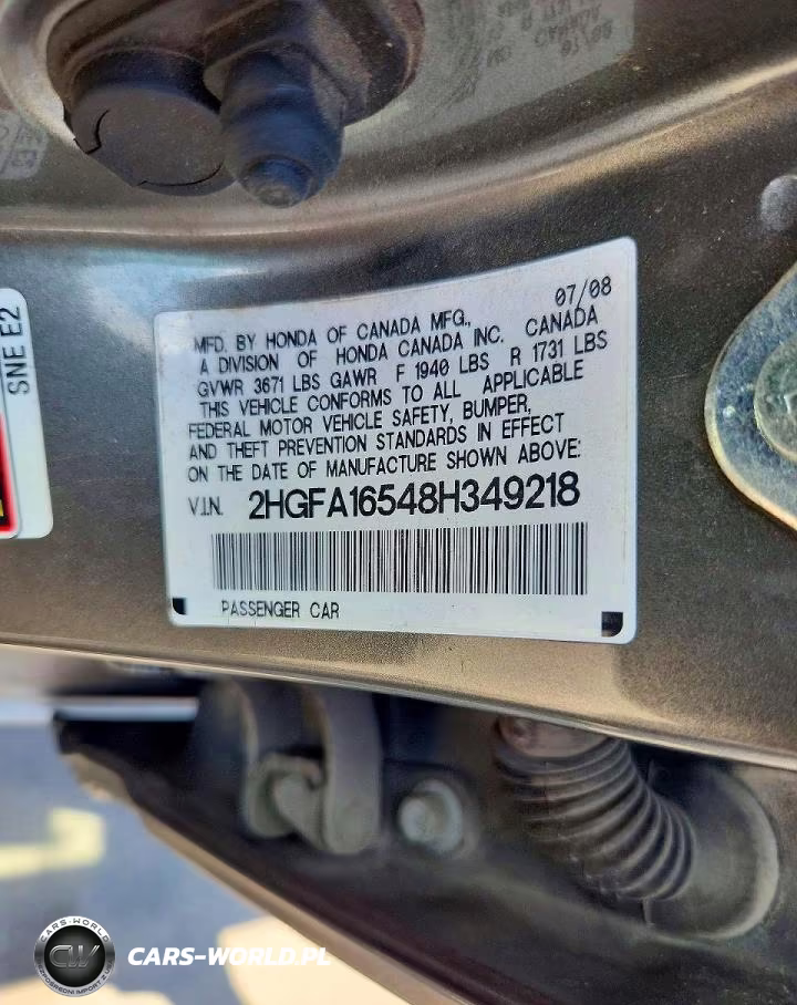 2008 Honda Civic Lx VIN:2HGFA16548H349218 - 12