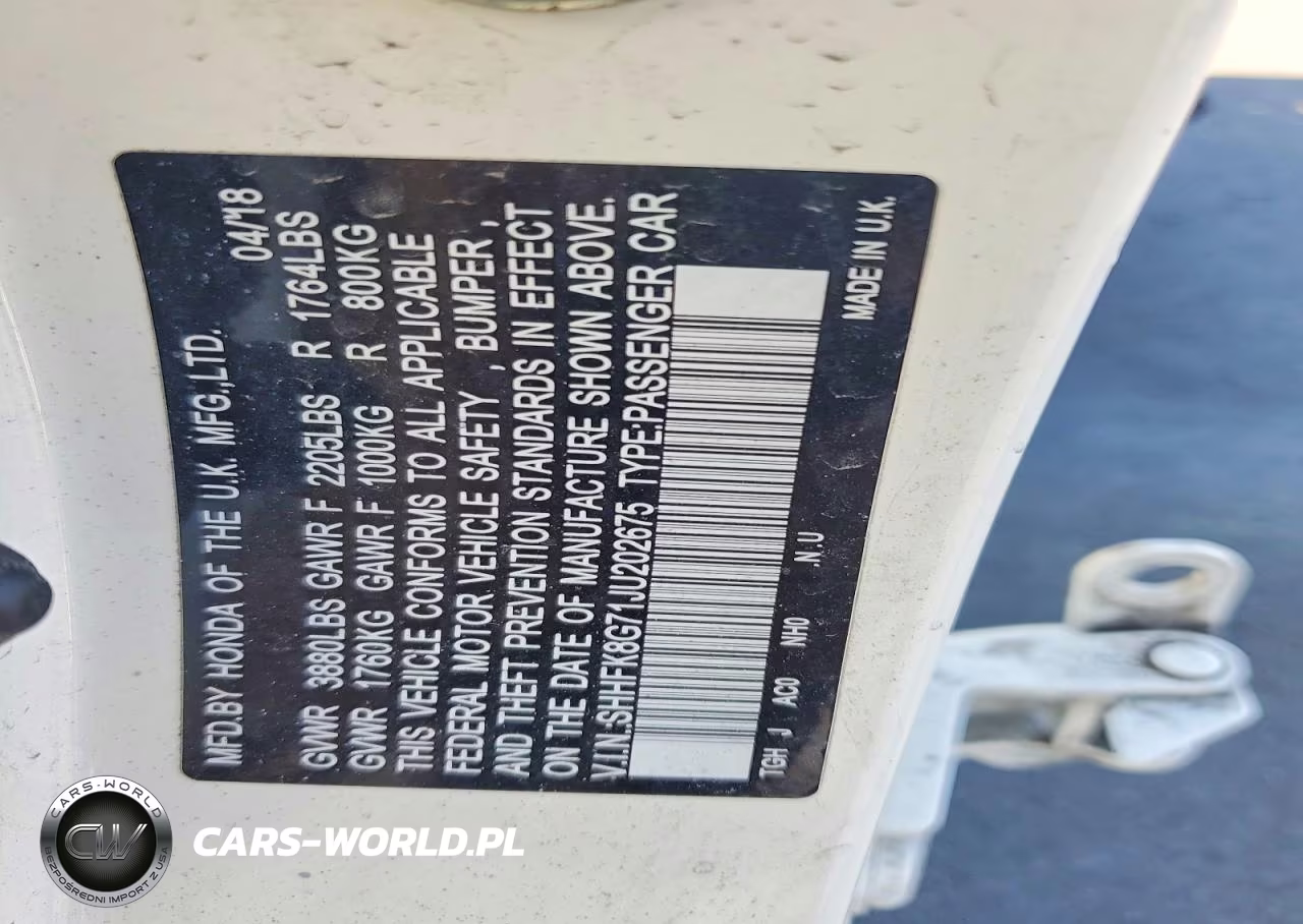 2018 Honda Civic Type-R Touring VIN:SHHFK8G71JU202675 - 12