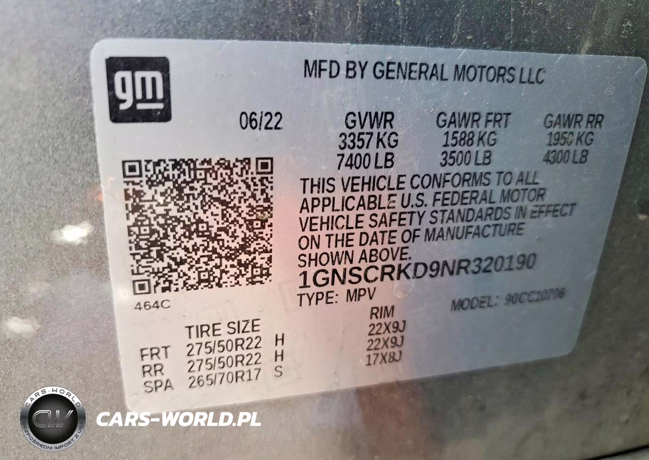 2022 Chevrolet Tahoe C1500 Rst VIN:1GNSCRKD9NR320190 - 13