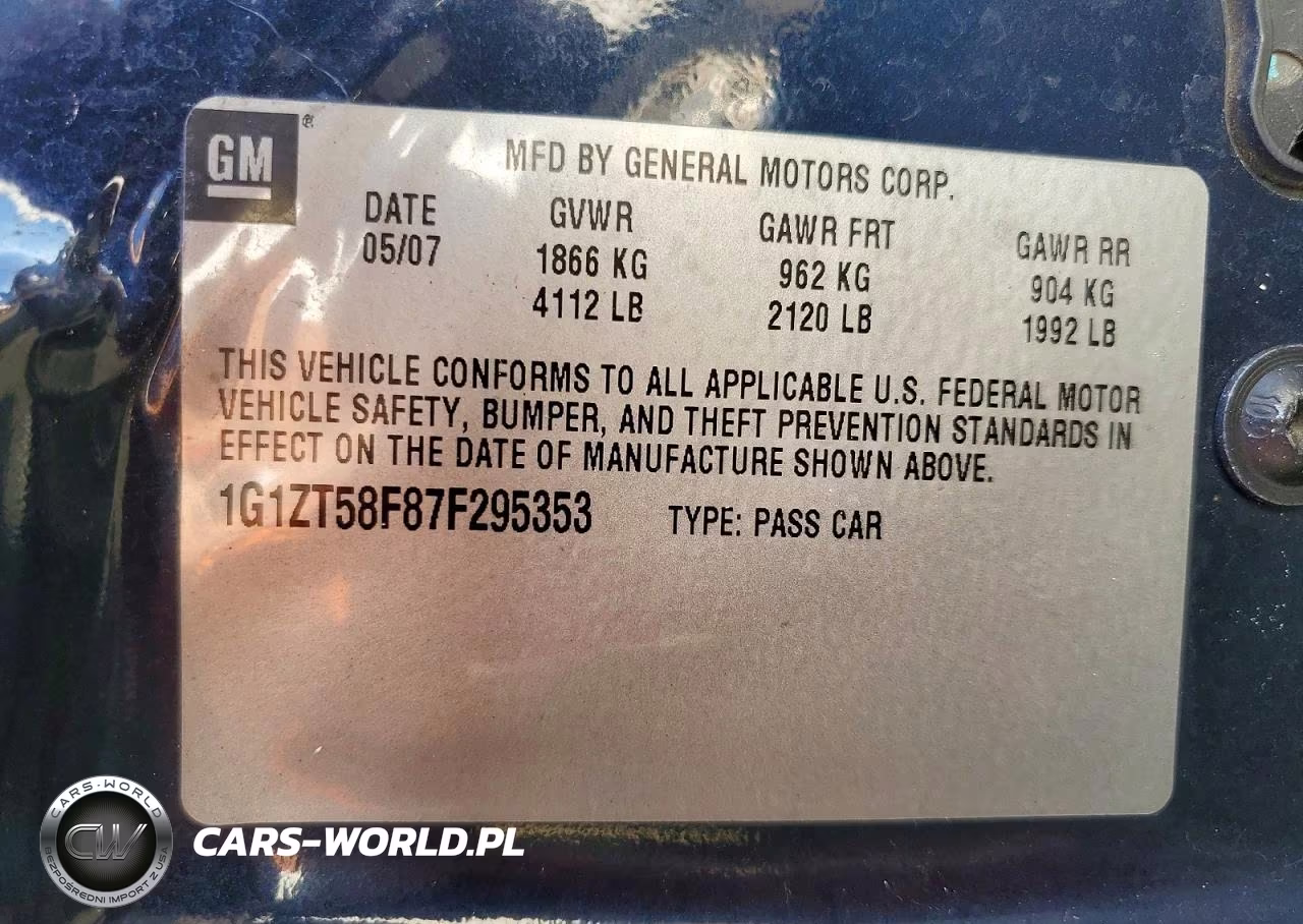 2007 Chevrolet Malibu Lt VIN:1G1ZT58F87F295353 - 12