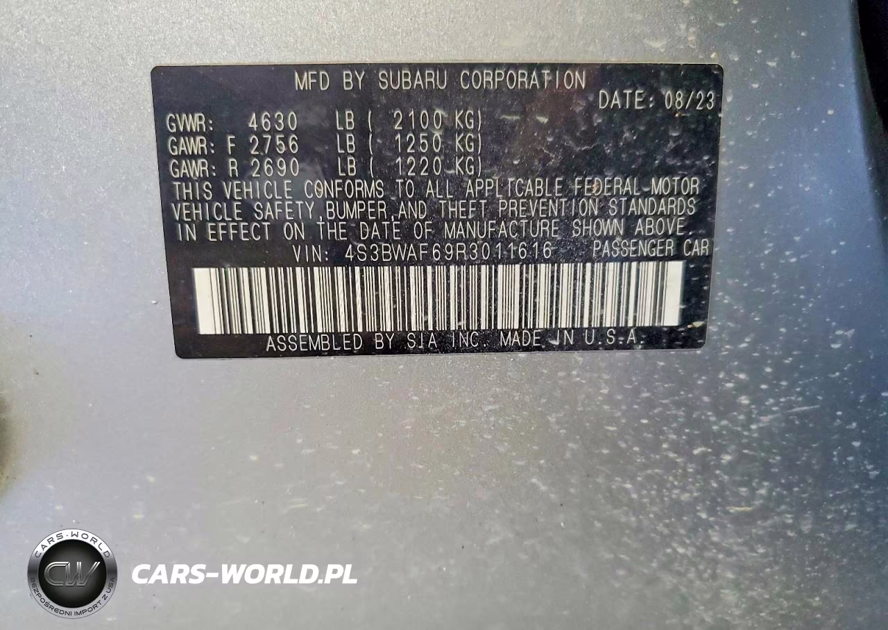 2024 Subaru Legacy Premium VIN:4S3BWAF69R3011616 - 12