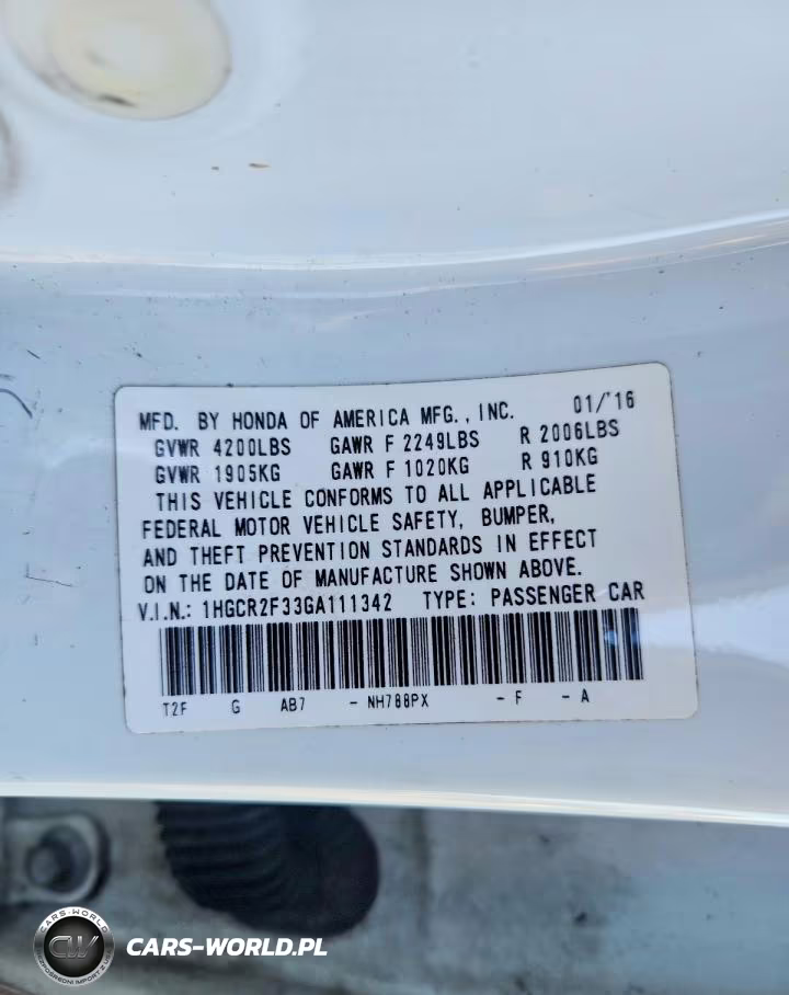 2016 Honda Accord Lx VIN:1HGCR2F33GA111342 - 12