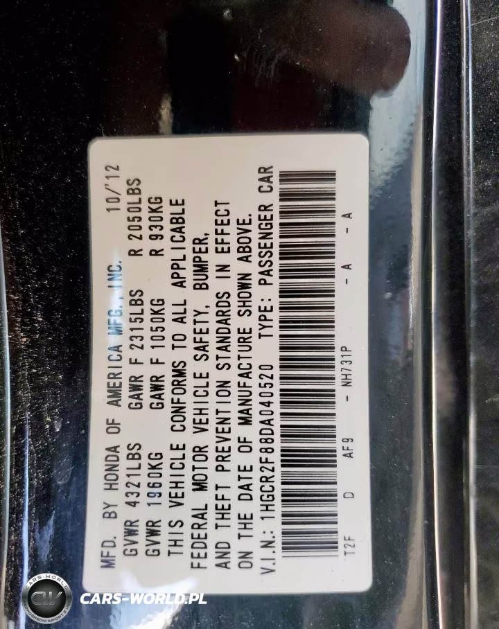 HONDA ACCORD EXL VIN:1HGCR2F88DA040520 - 12
