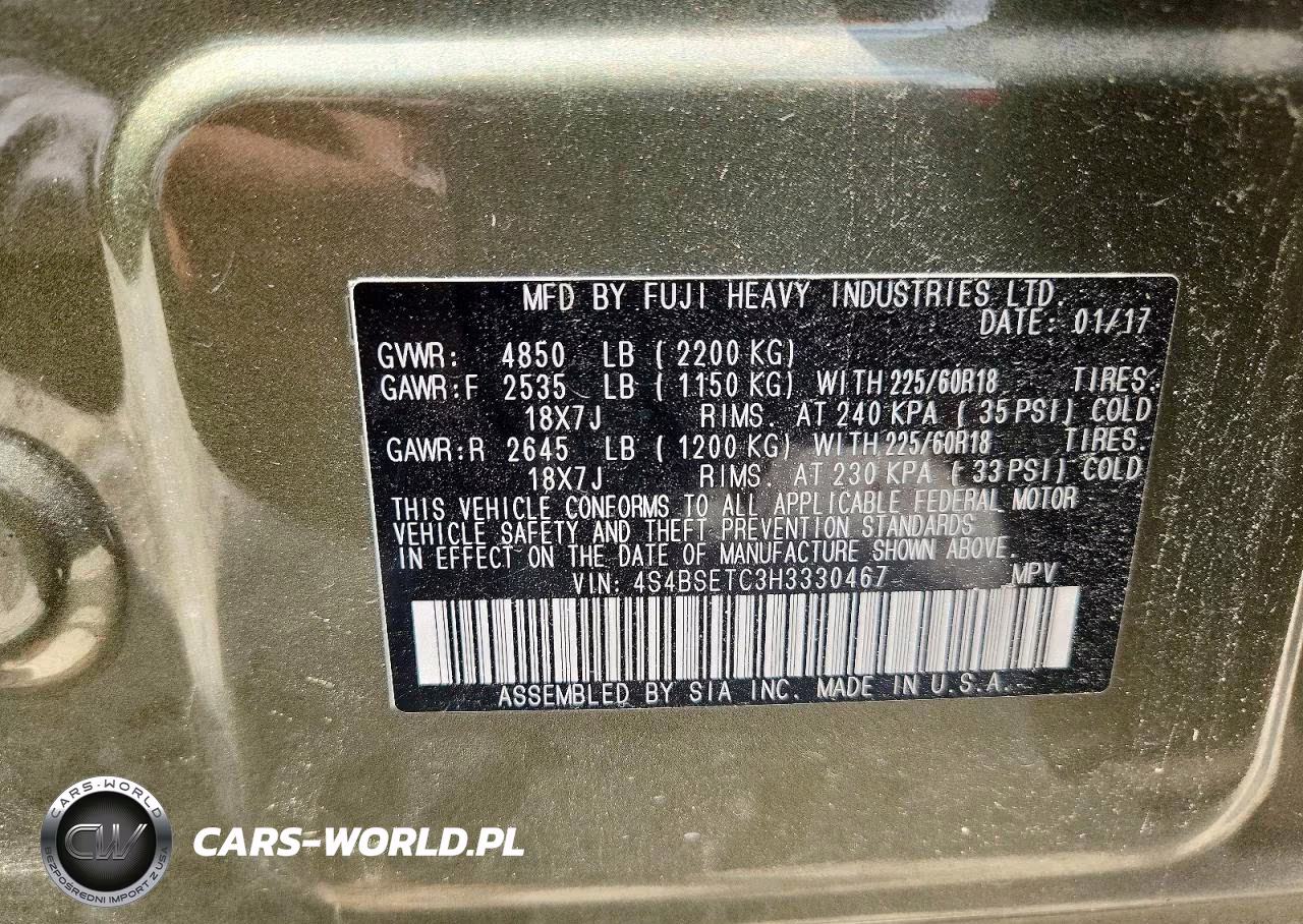 2017 Subaru Outback Touring VIN:4S4BSETC3H3330467 - 14