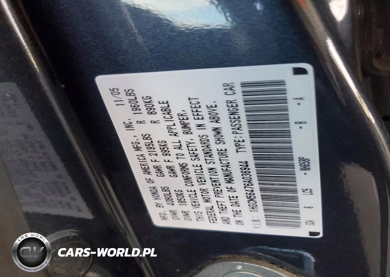2006 Honda Accord Lx VIN:1HGCM56476A036944 - 12