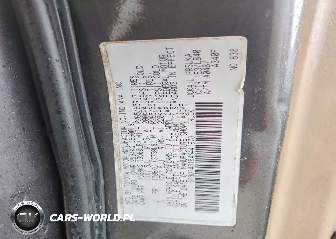 2004 Toyota Tundra Limited VIN:5TBDT48164S441978 - 13