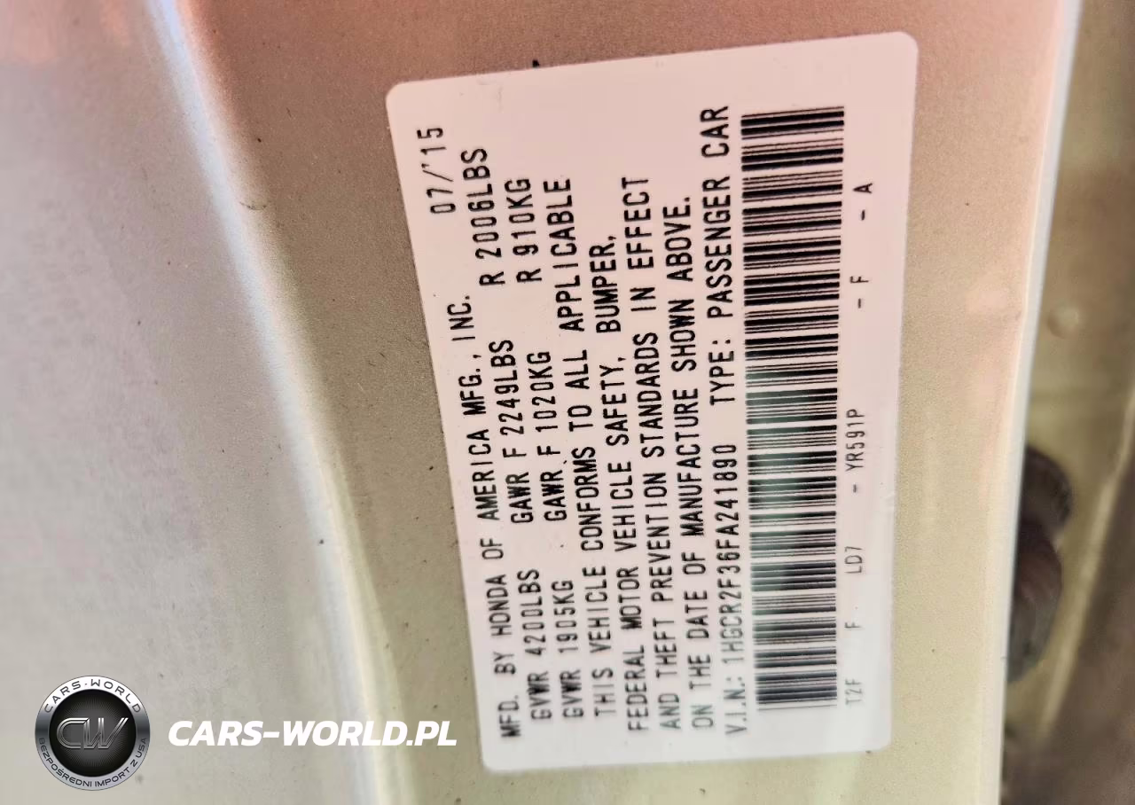 2015 Honda Accord Lx VIN:1HGCR2F36FA241890 - 12
