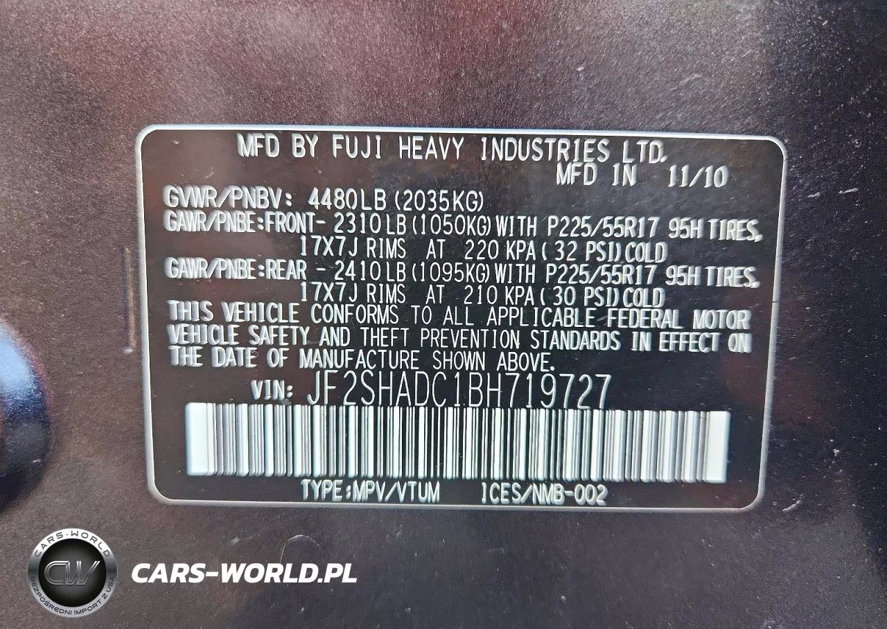 2011 Subaru Forester 2.5X Premium VIN:JF2SHADC1BH719727 - 13