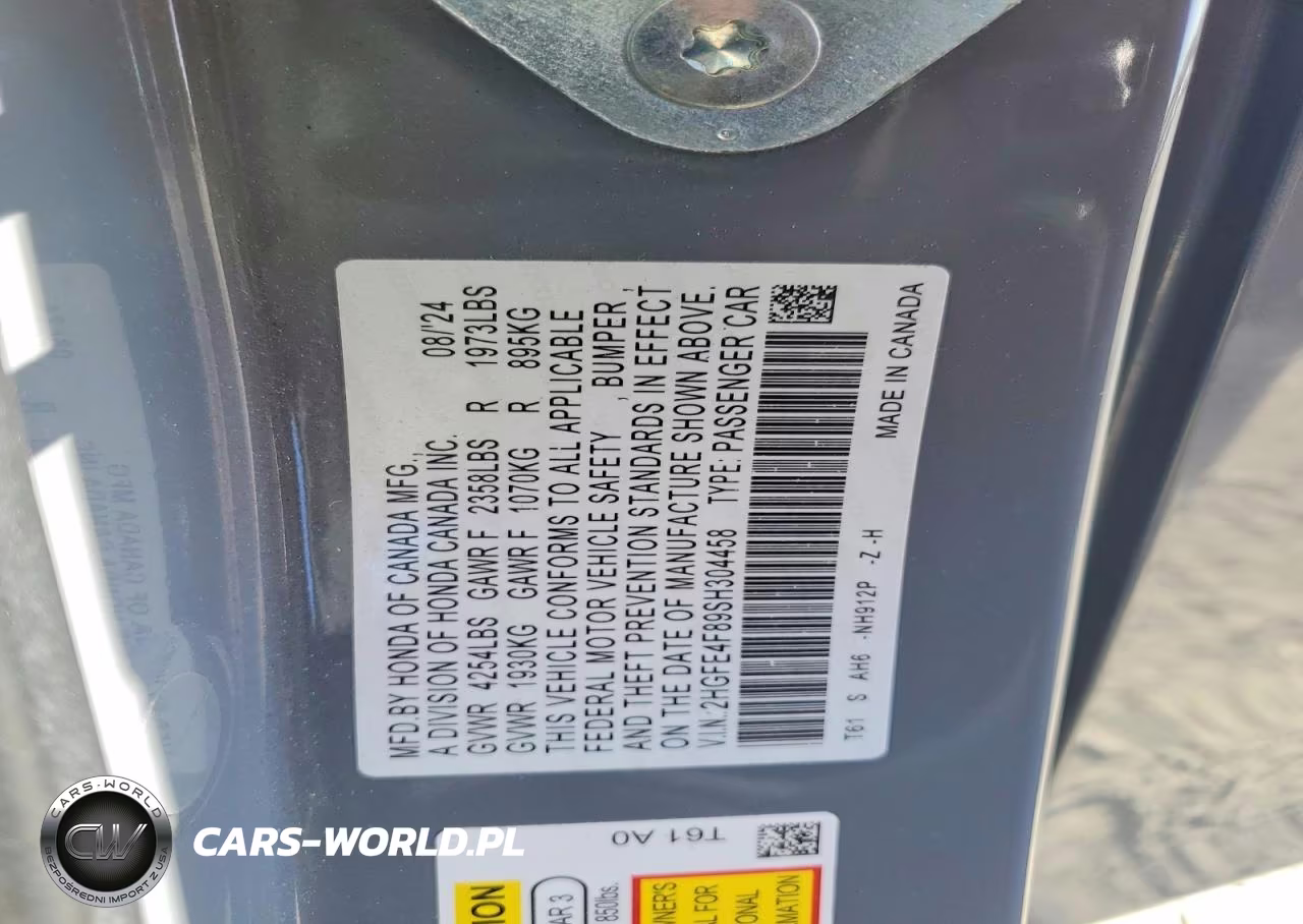 2025 Honda Civic Sport VIN:2HGFE4F89SH304458 - 12
