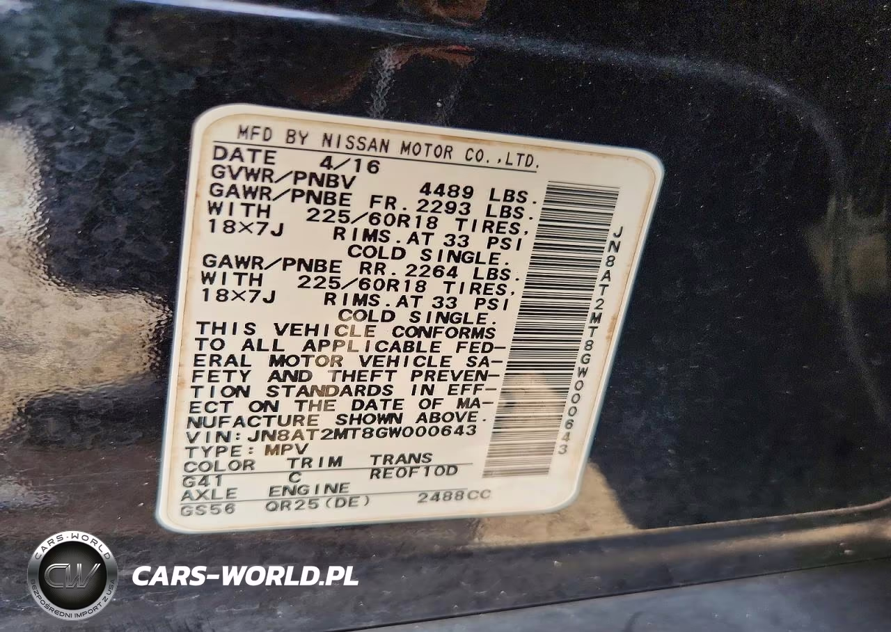 2016 Nissan Rogue S VIN:JN8AT2MT8GW000643 - 13