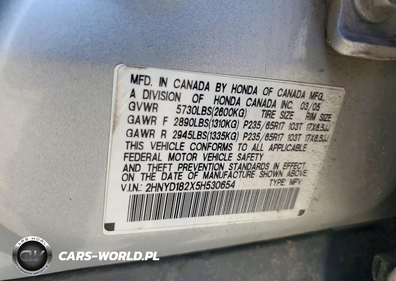 2005 Acura Mdx VIN:2HNYD182X5H530654 - 13