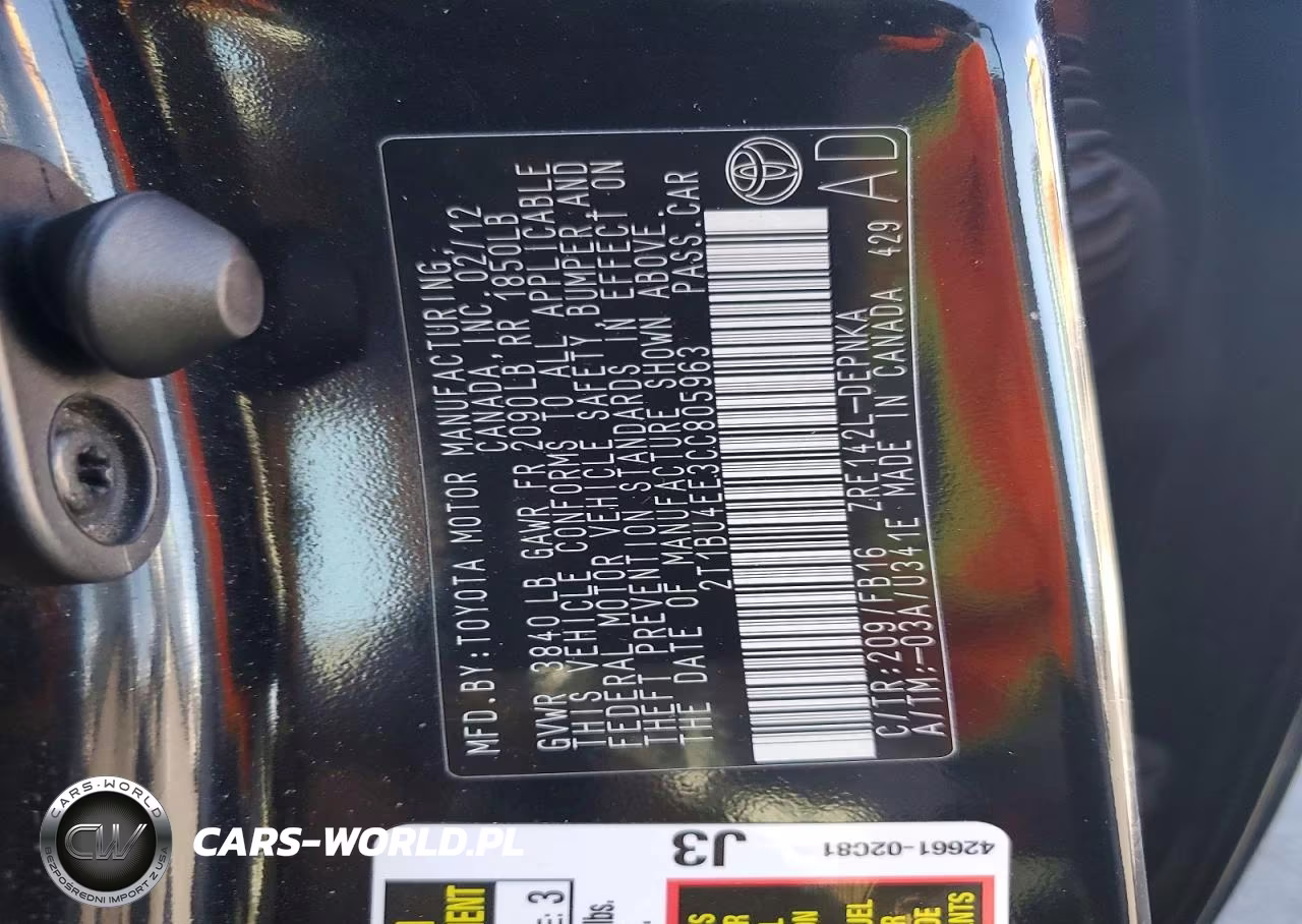 2012 Toyota Corolla Le VIN:2T1BU4EE3CC805963 - 12